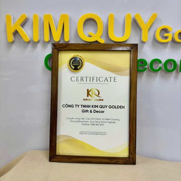 Khung bằng khen gỗ treo tường, để bàn đẹp – Khung Kim Quy