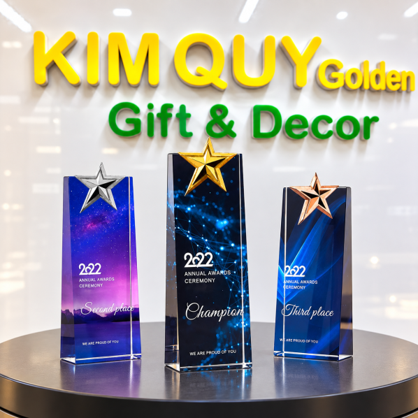 Cúp Pha Lê Vinh Danh CPL22 Nguyên Khối - Thiết Kế Kim Cương Đẳng Cấp