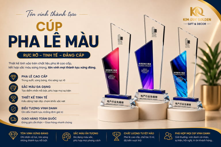 cúp pha lê màu